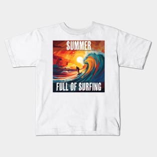 Summer Full Of Surfing Kids T-Shirt